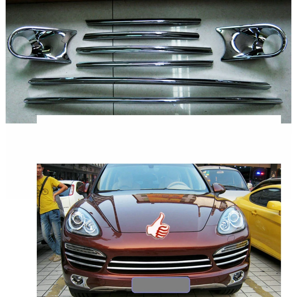 Se potrivesc pentru perioada 2011-Porsche Cayenne Față Grill Net Decorat Autocolant Acoperi Lumina de Ceață Bar Tapiterie 6 bucati/ 8 bucăți 1 set