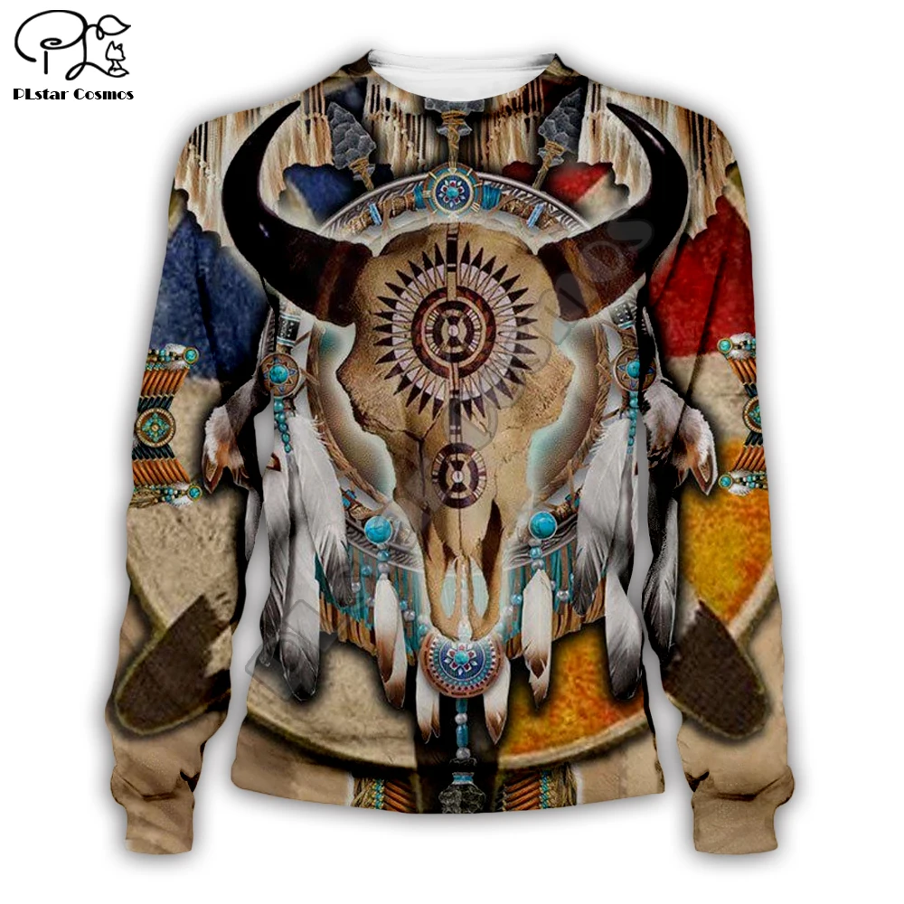 Oamenii indian nativ Cerb Craniu Imprimate 3d hanorace harajuku hanorac cu fermoar haina Unisex streetwear Geaca de Trening pulover 11