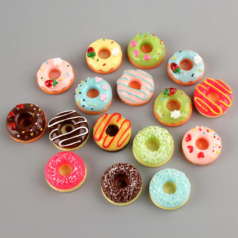 100buc/Lot se Amestecă Alimente Kawaii Drăguț Cremă Donut de Rășină Flatback Cabochons pentru Telefon Deco Scrapbooking DIY Decorare de Piese de en-gros