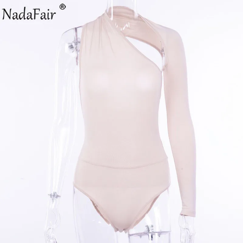 Nadafair Un Singur Umăr Maneca Lunga Sexy Costume Femei Skinny Casual Bodycon Solid Vara Body Topuri Femme