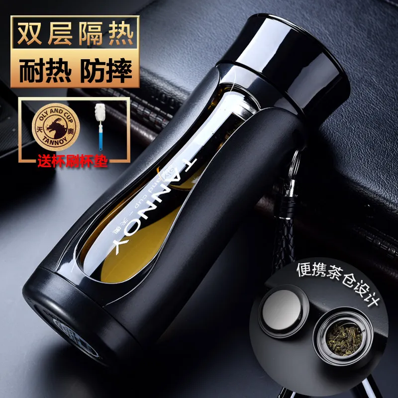 De sticlă dublu-strat rezistent la căldură creative cu capac filtru de bărbați și femei anti-toamna cupe portabil de mână cupa