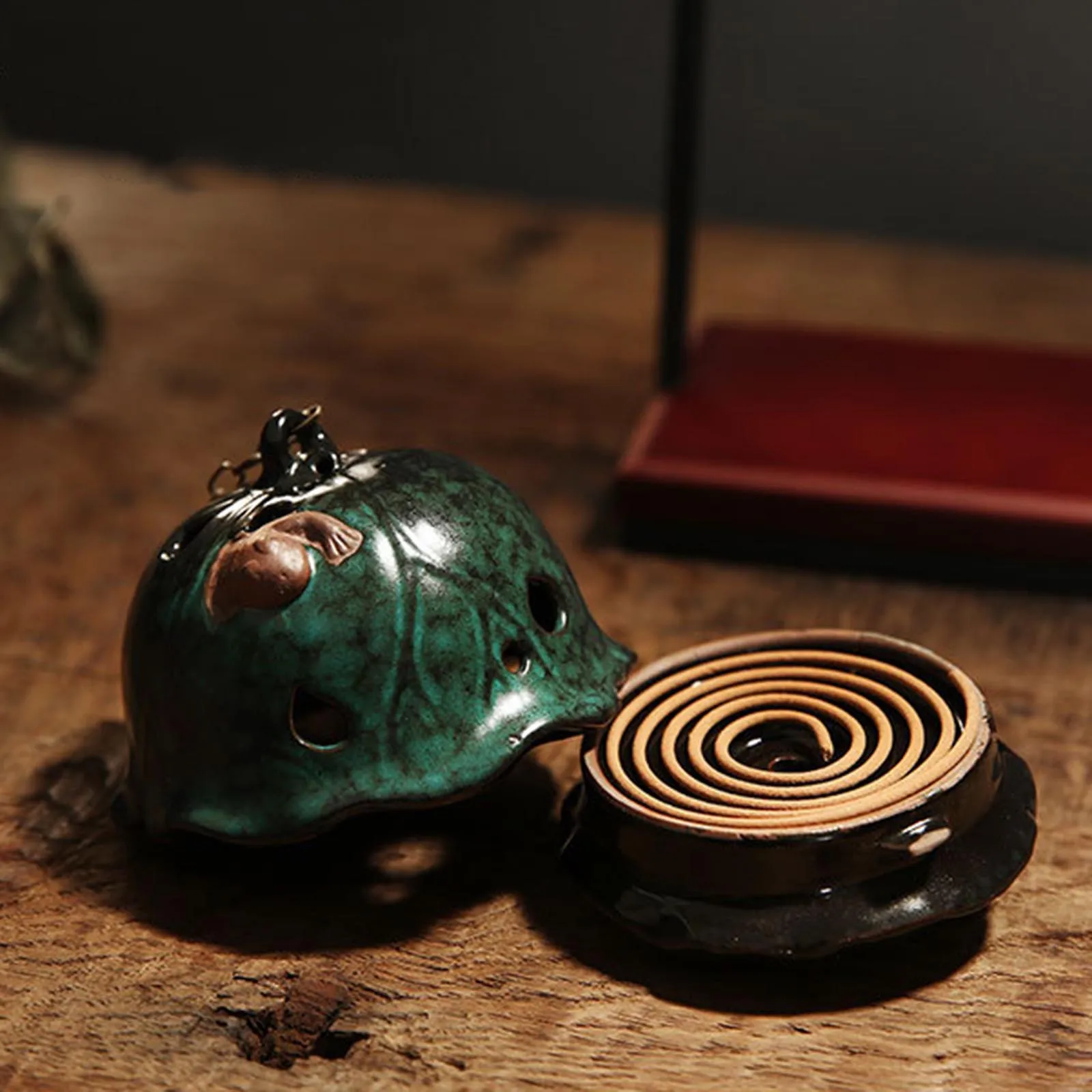 Retro Forma De Lotus Ceramice Refluxul Bobina Arzător De Tămâie Decor Interior Agățat De Aromoterapie Cuptor Titularul Biroul De Acasă Ornament