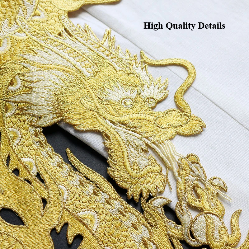 Dimensiuni mari de Aur, Argint Dragon Patch-uri Brodate Coase Pe Îmbrăcăminte Aplici Patch-uri de Moda Rochie Cheongsam DIY Accesorii