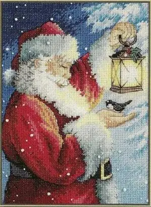 De înaltă Calitate Minunat Numărat goblen Kit Mos craciun e Prieten cu Pene Moș crăciun și Pasăre Lanterna noaptea de Crăciun DIM 08831