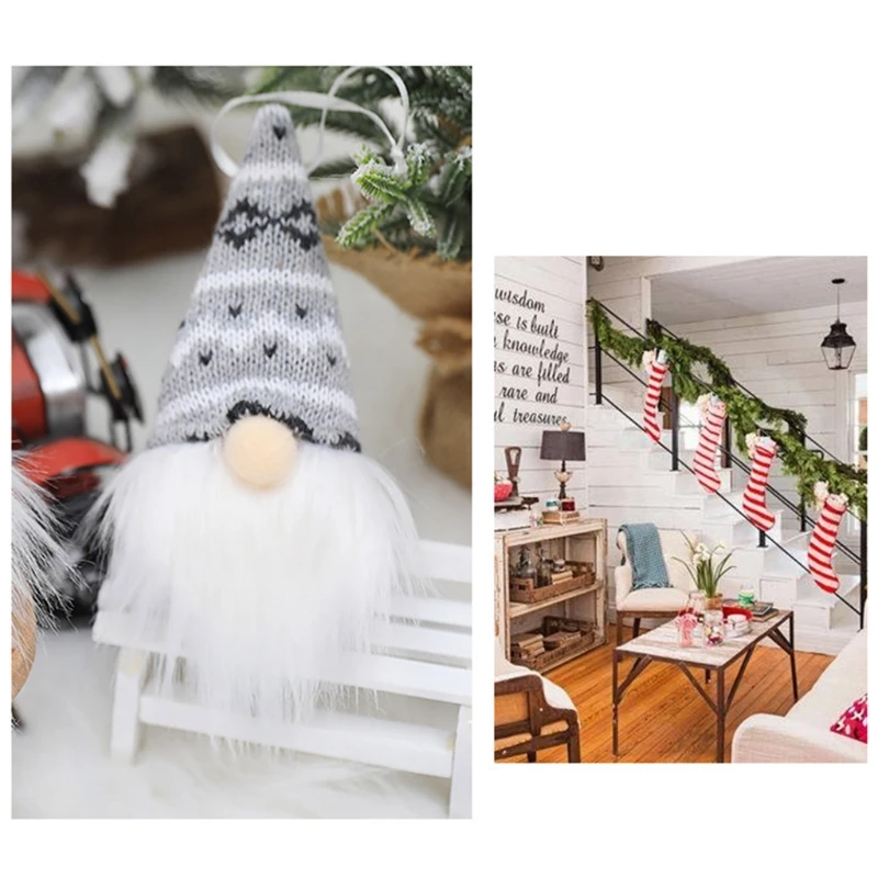8pcs Elf de Crăciun Decoratiuni suedeză Gnome Třmte Moș crăciun Păpușă Jucărie Agățat Ornamente pentru Pomul de
