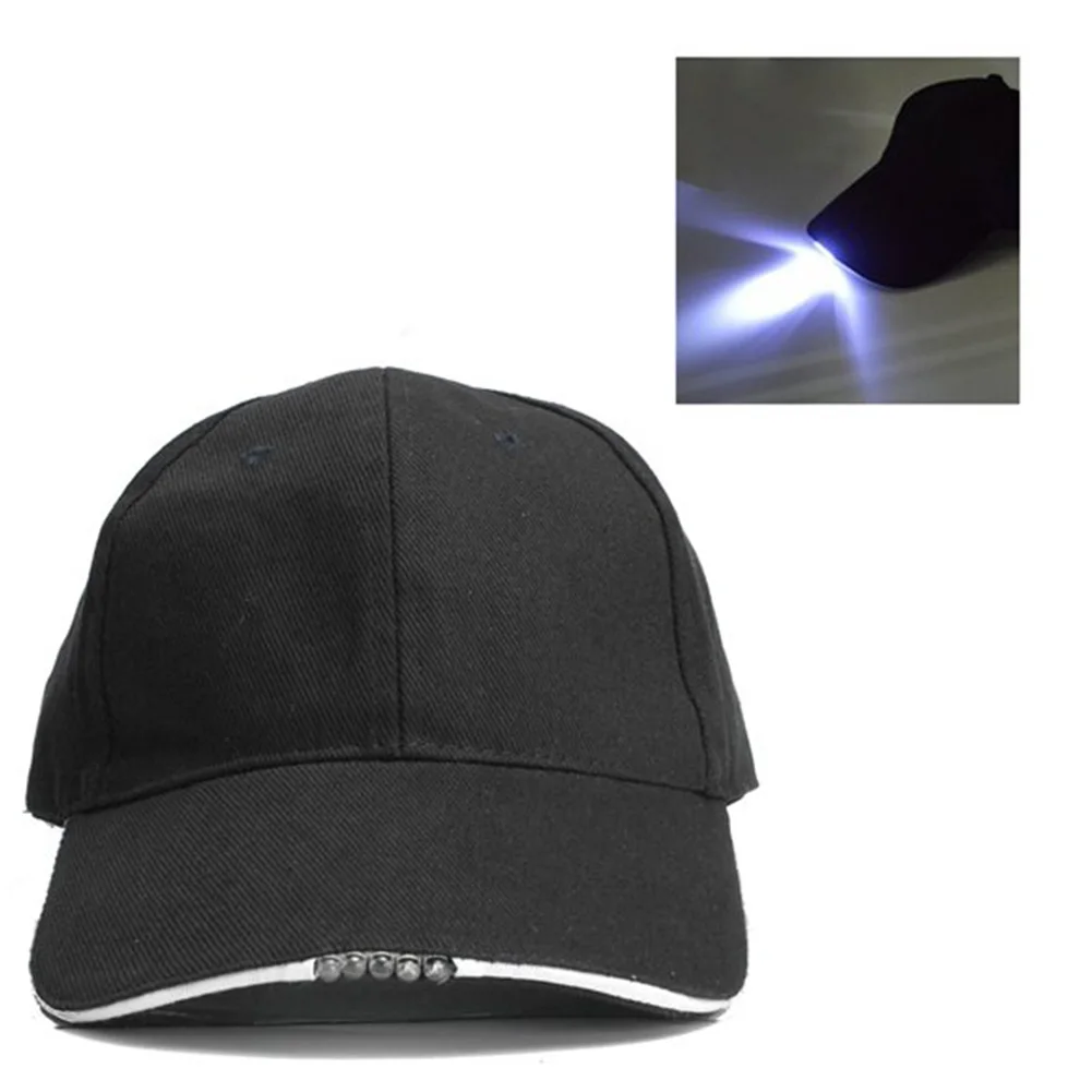 Reglabil Alpinism 5 LED lampă Capac Baterie Pălărie Cu Lumina LED Lanterna Pentru Pescuit Jogging Șapcă de Baseball