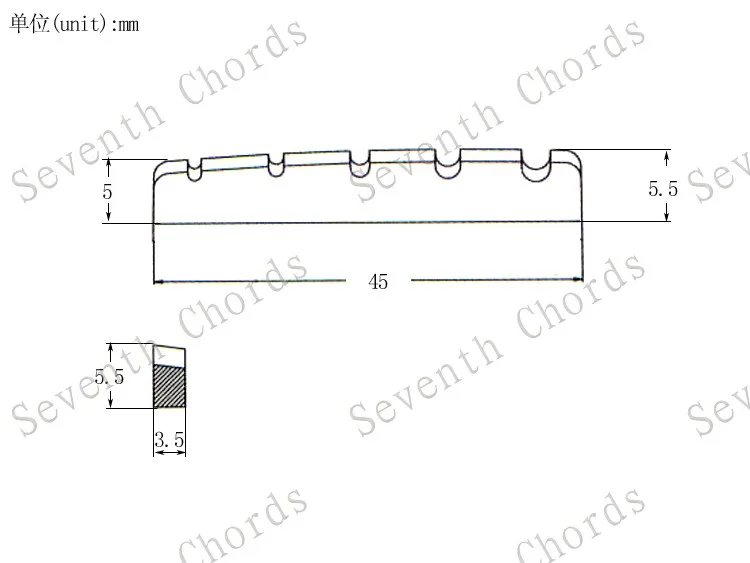 Alamă Piuliță pentru 5 String Bass Electric Piese de schimb - Dimensiune 45 x 3,5 x 6-5mm