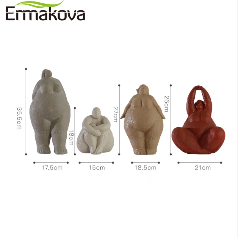 ERMAKOVA Rășină Rezumat Fat Lady Figurina Nordic Femeia Statuie Mobilier Camera de zi Meserii Cadouri Ornament Decor Acasă