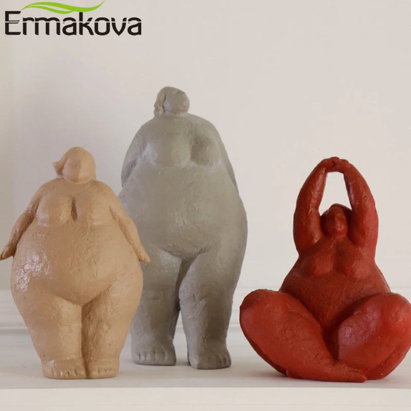 ERMAKOVA Rășină Rezumat Fat Lady Figurina Nordic Femeia Statuie Mobilier Camera de zi Meserii Cadouri Ornament Decor Acasă