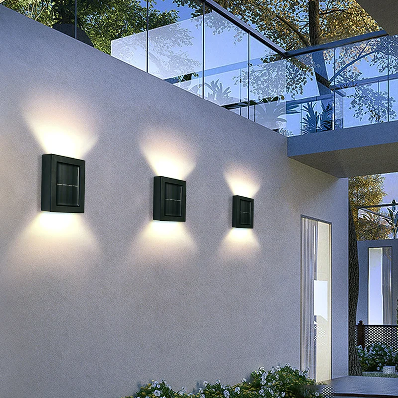 2 buc 2 LED-uri Alimentate Solar, Lampa IP65 Impermeabil în aer liber, Grădină Cale Curte Patio Trepte Gard Punte Lămpi Solare Lumina de Noapte