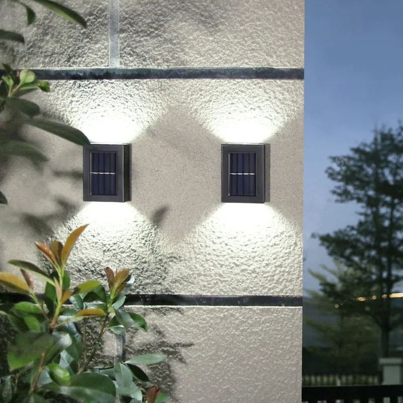2 buc 2 LED-uri Alimentate Solar, Lampa IP65 Impermeabil în aer liber, Grădină Cale Curte Patio Trepte Gard Punte Lămpi Solare Lumina de Noapte