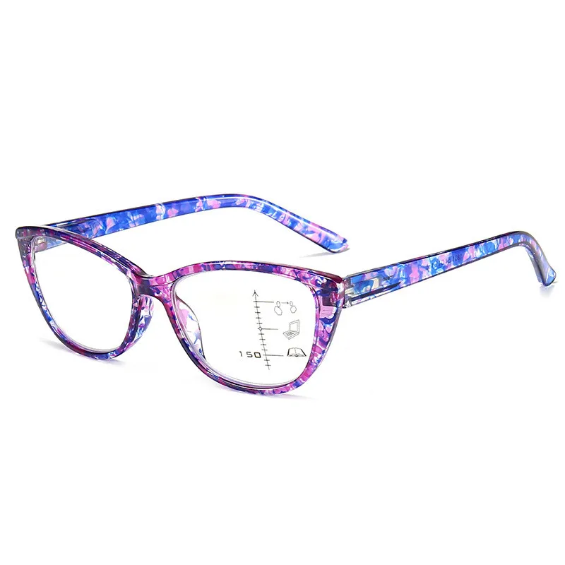 Anti-albastru multifocală progresivă ochelari de citit doamnelor ochi de pisica ochelari cadru clasic de ochelari de citit cu 1.0 la 3,5