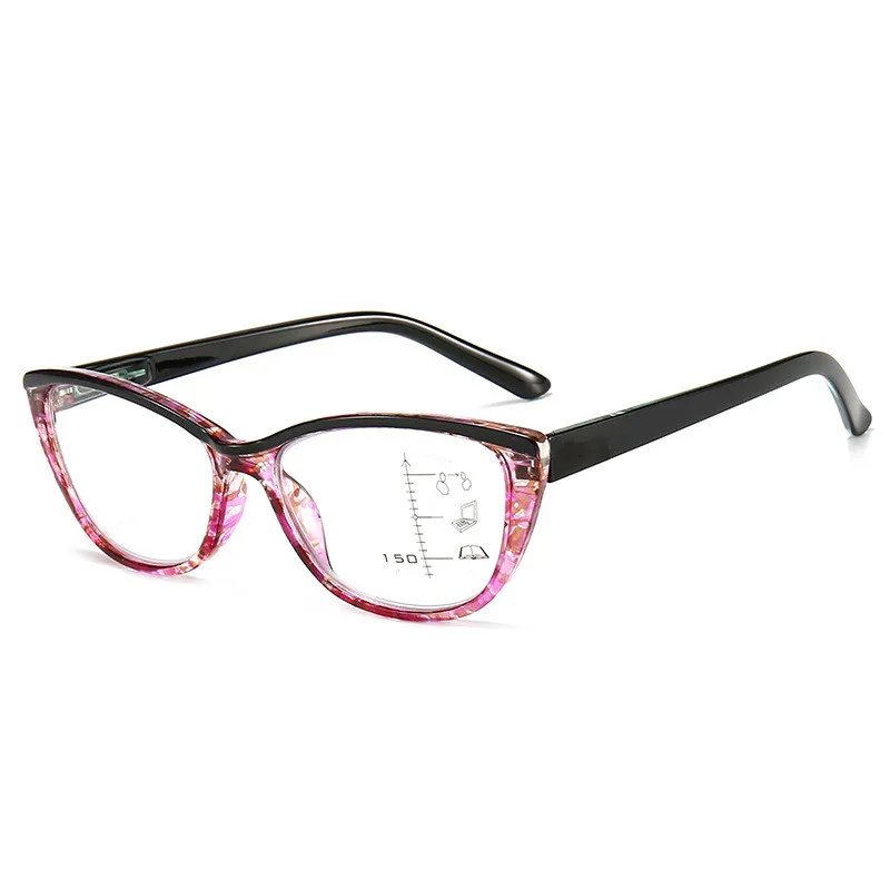 Anti-albastru multifocală progresivă ochelari de citit doamnelor ochi de pisica ochelari cadru clasic de ochelari de citit cu 1.0 la 3,5