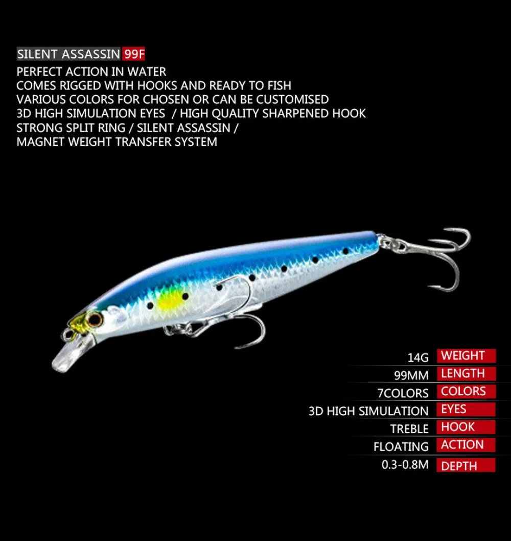 Lubit 2020 Nou de Pescuit Nada de Calitate Superioară Pesca Asasin 99mm 14g AR-C Lung de Turnare Minnow Greu Momeală Pentru Biban Stiuca, Somon