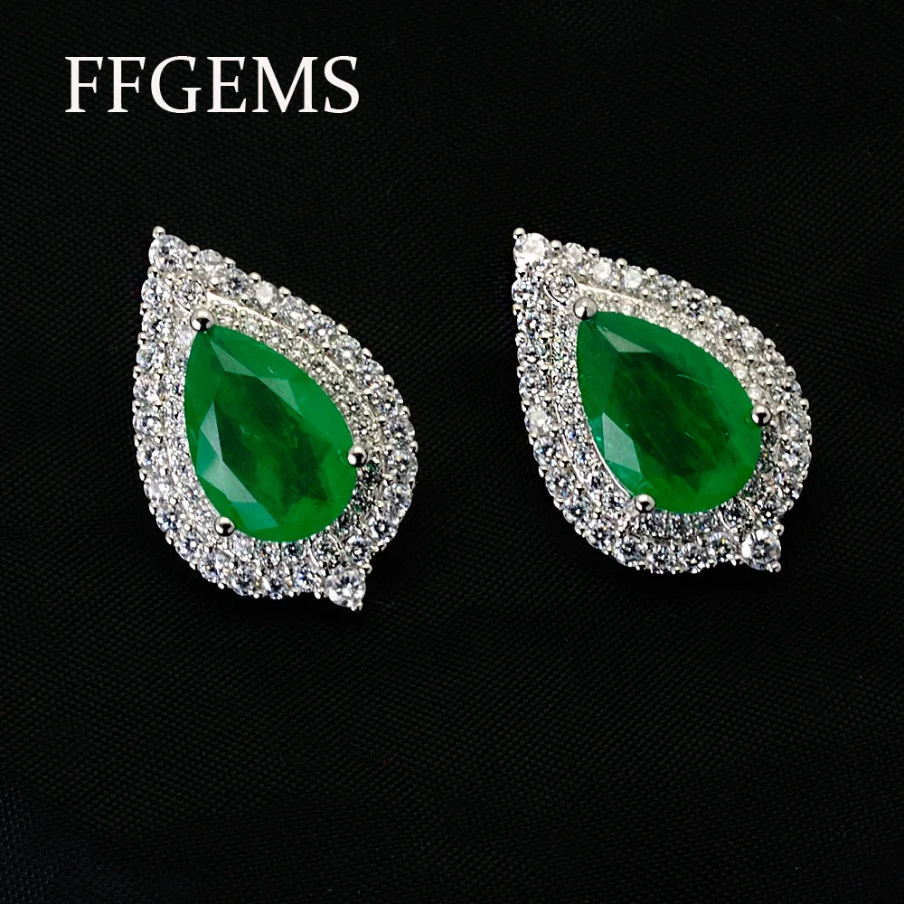 FFGems de Argint de Epocă Cercei SET Colier verde Smarald piatra de culoare alb rece simplu Nou 2020 pentru femei fata de Cadouri en-Gros