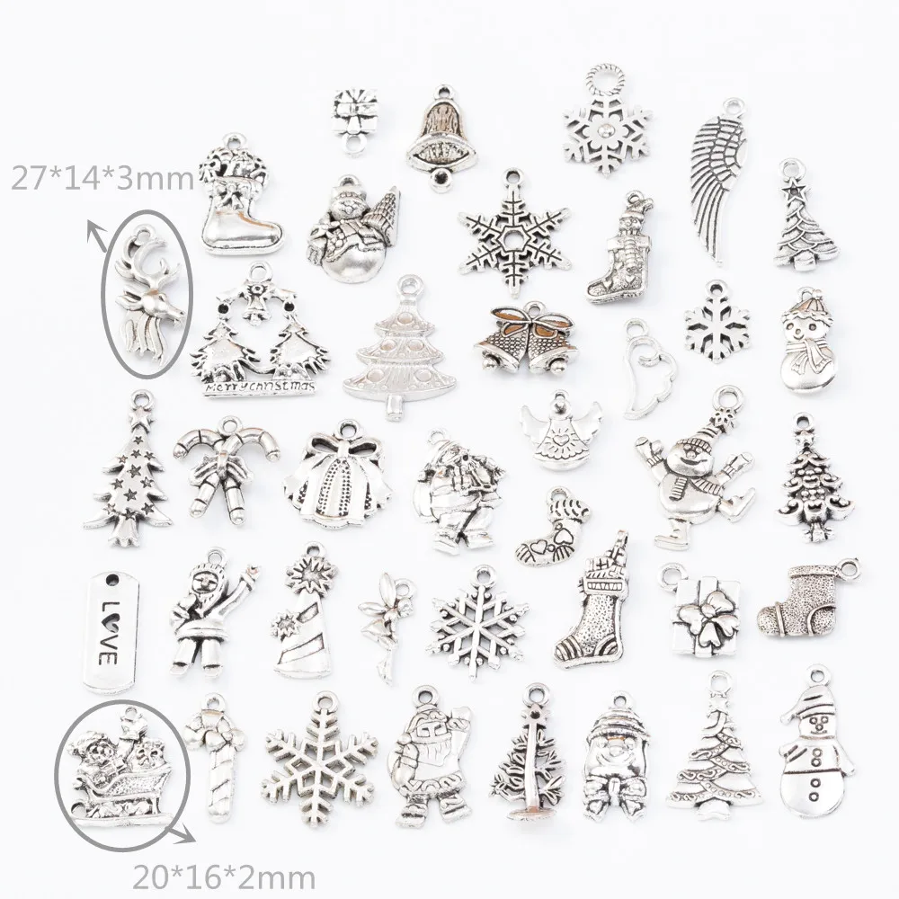 40pcs 40different Crăciun Argint Tibetan Stiluri Mixte Farmece Pandantive Bijuterii DIY pentru Colier Bratara Face Accessaries
