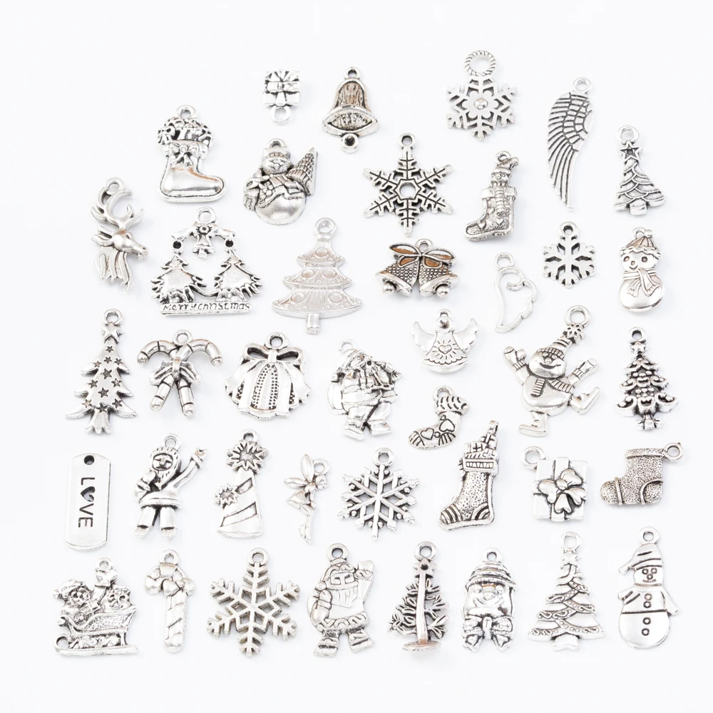 40pcs 40different Crăciun Argint Tibetan Stiluri Mixte Farmece Pandantive Bijuterii DIY pentru Colier Bratara Face Accessaries