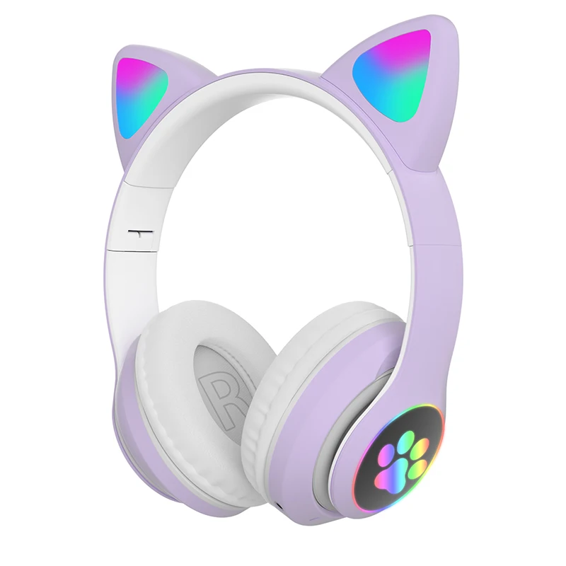 Pisica Ureche Bluetooth 5.0 Căști LED de Anulare a Zgomotului Copii Fete Drăguț Cască Suport TF Card Jack de 3,5 mm Microfon Căști fără Fir