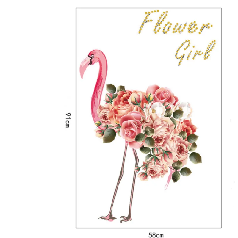 Frumoase Păsări Flamingo Cu Flori Autocolante de Perete Pentru Casa si Decoratiuni 3d Animale de Perete de Artă Murală Diy din Pvc Decalcomanii