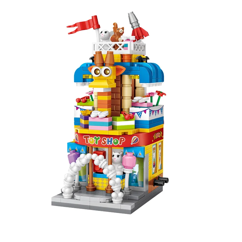 LOZ Mini 485pcs Cărămizi Stradă Oraș Bomboane de Nuci ToyRoom Joc Magazin de vânzare cu Amănuntul Magazin de Arhitectura 3D Blocuri de Constructii Pentru Copii Cadouri Jucarii