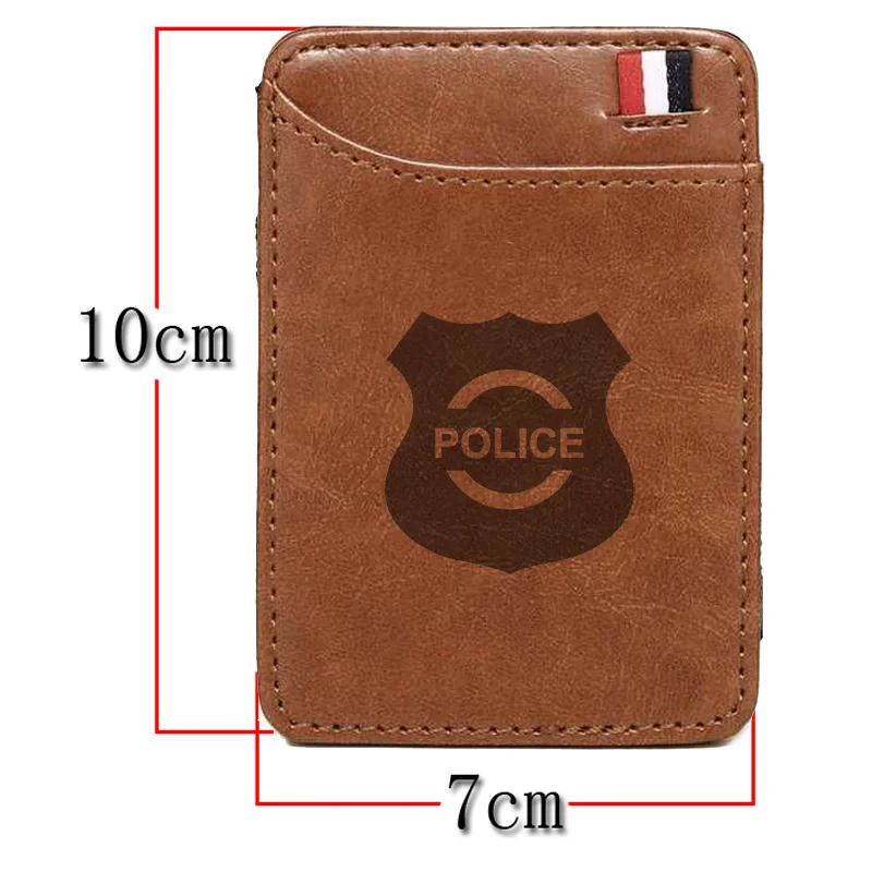 Antic Unic insigna de Poliție din Piele Maro Portofel Vintage Barbati Femei Clipuri de Bani Card Geanta