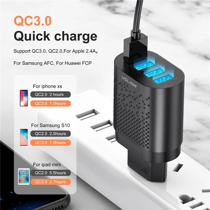 USLION Quick Charge 3.0 Incarcator USB 4 Porturi de Încărcare Rapidă de Perete Încărcător de Telefon Mobil Adaptor Universal Pentru iPhone, Samsung, Xiaomi