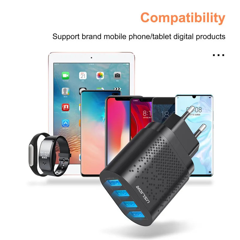 USLION Quick Charge 3.0 Incarcator USB 4 Porturi de Încărcare Rapidă de Perete Încărcător de Telefon Mobil Adaptor Universal Pentru iPhone, Samsung, Xiaomi