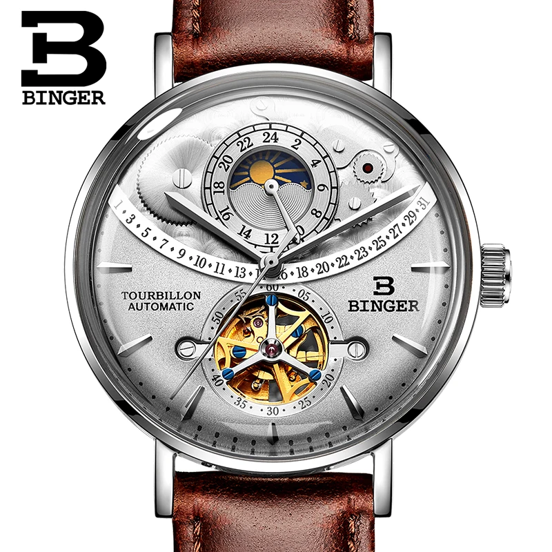 Elveția Ceas Barbati BINGER Automate Mecanice Bărbați Ceasuri de Lux, Marca Sapphire Relogio Masculino Impermeabil Bărbați Ceas B-1-5