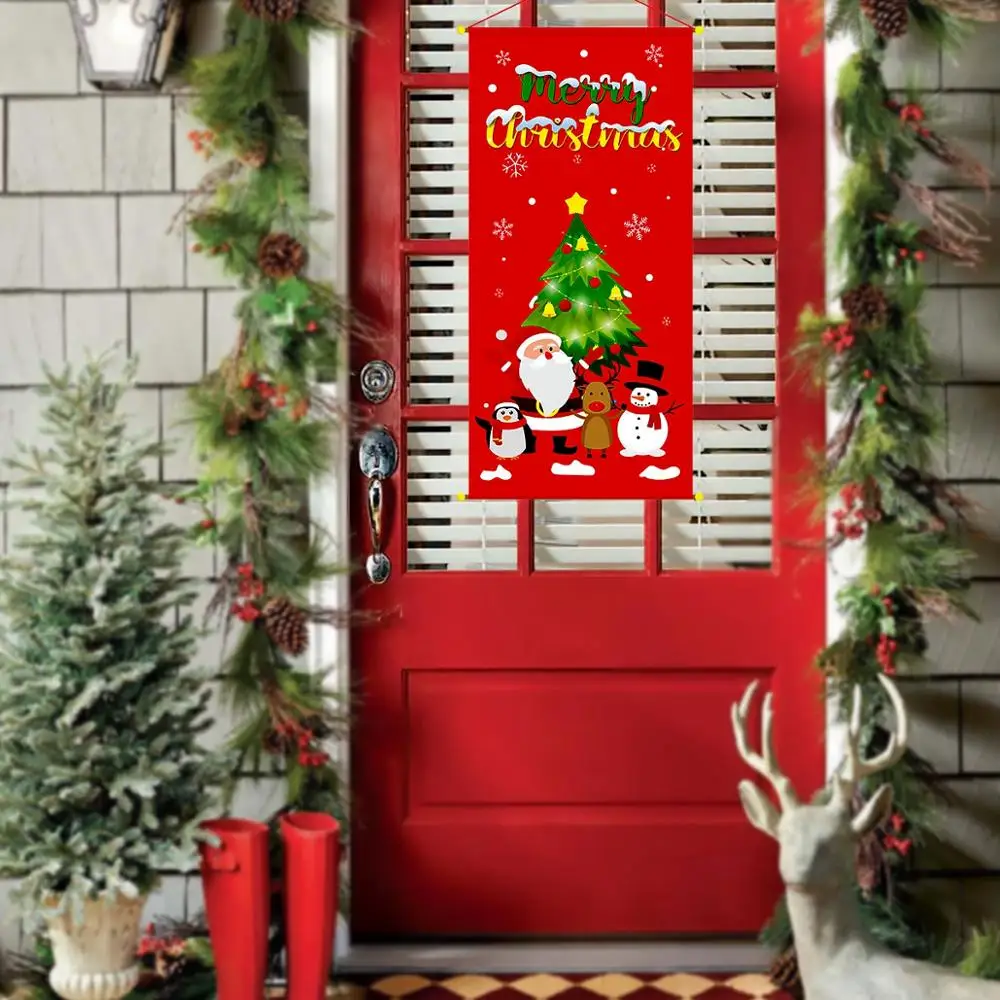 PATIMATE Crăciun Pânză Agățat Steagul Crăciun Fericit Decoratiuni Pentru Casa 2020 An Nou Fericit Xmas Ușă Decor 2019 Navidad Cadou