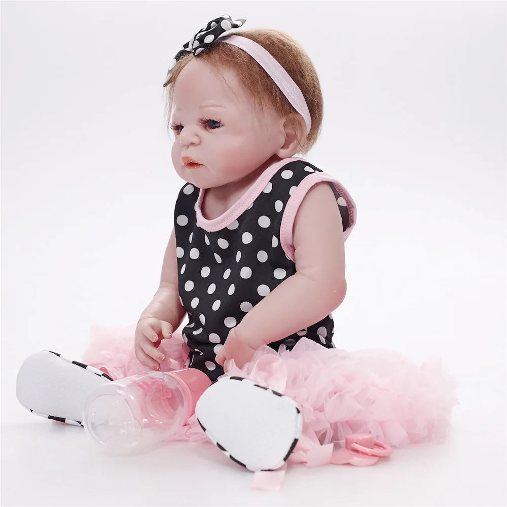 55CM Corp Plin de Silicon Renăscut Baby Doll Baby Realiste Nou-născut Copilul Papusa Baie pentru Copii Jucării Pentru Copii Ziua de nastere Cadou de Crăciun