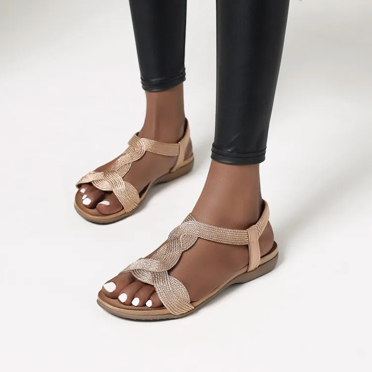 2020 noi de vara pentru femei sandale casual, simplu, banda elastica de culoare de potrivire cu fund plat confortabil sălbatic deget de la picior deschis Roman pantofi chea