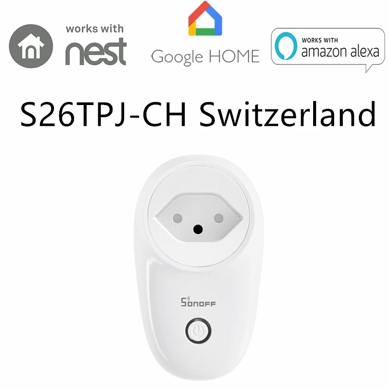 SONOFF S26 Elveția Priză Inteligent WiFi Wireless Plug APP Control de la Distanță Prize de Distribuție Priza de Putere Inteligent Comutator Acasă Cu Alexa