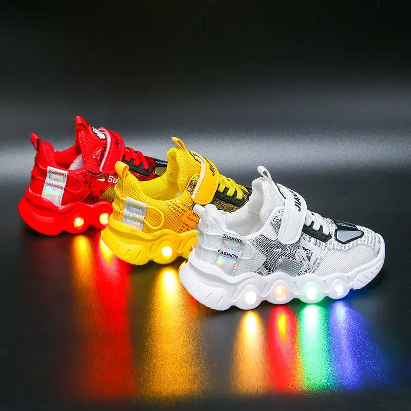Copiii Condus Pantofi de Lumină Adidasi Pantofi sport Strălucire în Întuneric Galben de Iarnă de Bumbac Ieftine