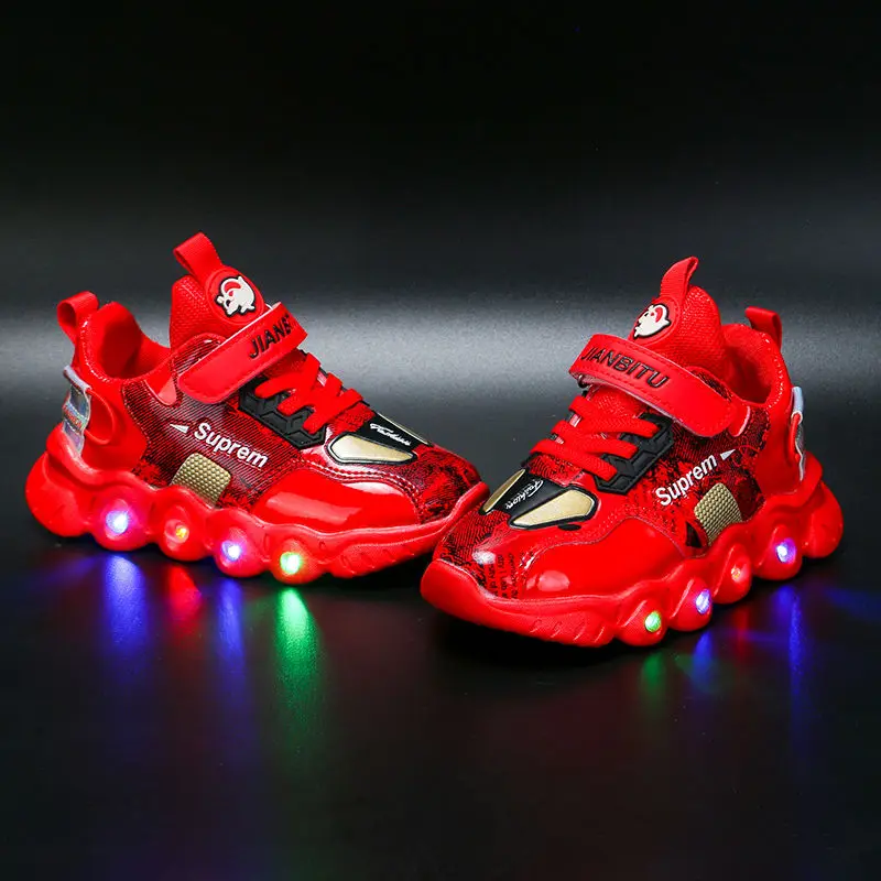 Copiii Condus Pantofi de Lumină Adidasi Pantofi sport Strălucire în Întuneric Galben de Iarnă de Bumbac Ieftine