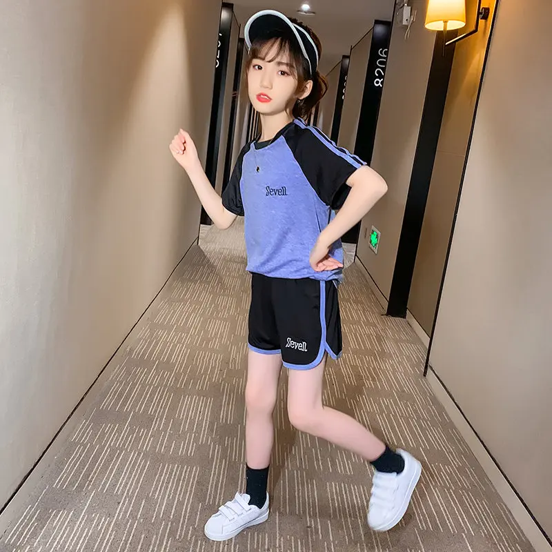 Teen Fete Seturi de Haine pentru Fitness Sportwear Yoga Set Tinuta de Vara coreean Haine pentru Copii pentru Fete de Varsta de 5 8 9 11 12 13Year Vechi