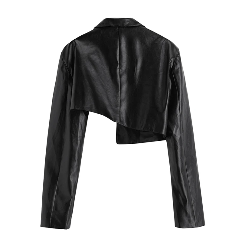 PU negru din Piele Jacheta de Cultură Stradă Purta Stilul Punk, pentru Femei haină Lungă Maneca de Turn-Down Motociclist de Epocă Sacou Scurt 2020 Moda