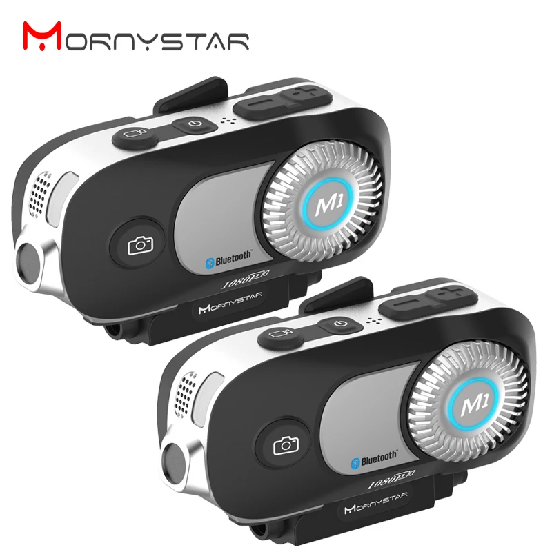 2 BUC MORNYSTAR M1 Pro 800m 4Rider Grup Interfon MP3 HD 1080P Video Recorder Camera Motocicleta Bluetooth Intercom Cască setul cu Cască