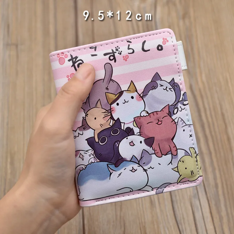 Joc Anime Neko Atsume Piele PU Student Portofel Cat Curte Drăguț Scurt Poseta de Monede Cartelei Portofele