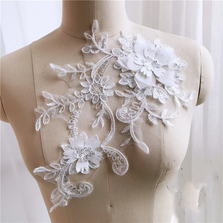 1buc Floare 3D Patch-uri Pentru Rochie de Mireasa Broderie cu Paiete Decor Țesături Dantelă Aplicatiile Diy Haine Coase Pe Accesorii