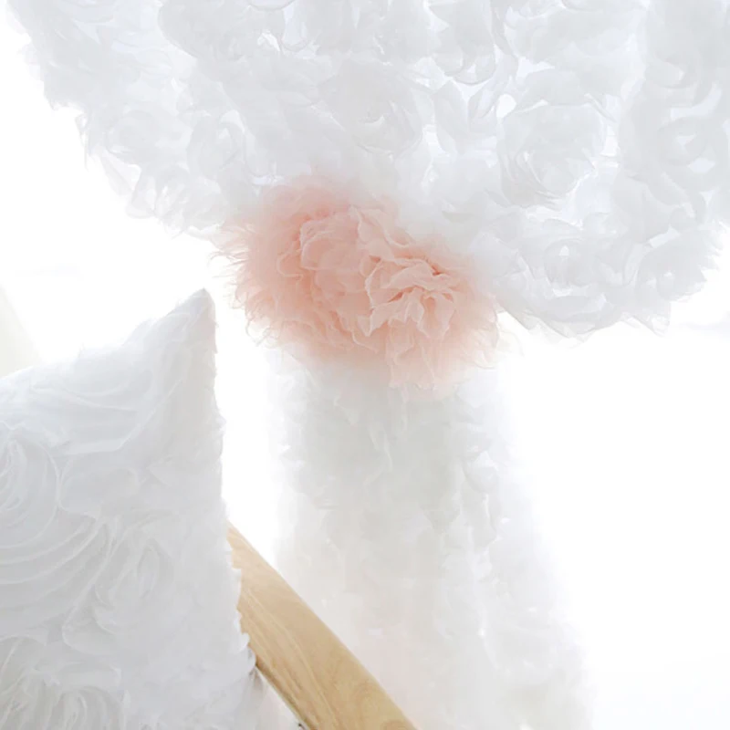 1 Panou coreeană Modernă 3D Rose Flower Design Perdele Tul Alb Perdea Pentru Camera de zi Bucatarie Scurt Cortina Decor Nunta 10