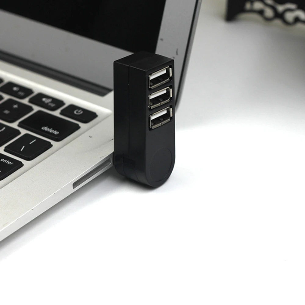 Mini Hub USB 2.0 cu 3 porturi USB 2.0 rotativ splitter adaptor hub pentru PC notebook laptop, negru