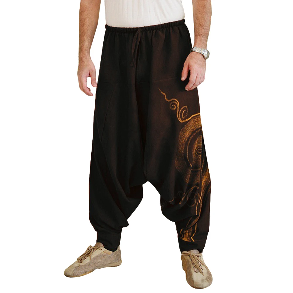 2019 Noi Hip Hop Aladdin Largi Lenjerie de pat din Bumbac Pantaloni Harem de Bărbați Plus Dimensiune Pantaloni Largi Picior Nou Pantaloni Casual Cross-pantaloni