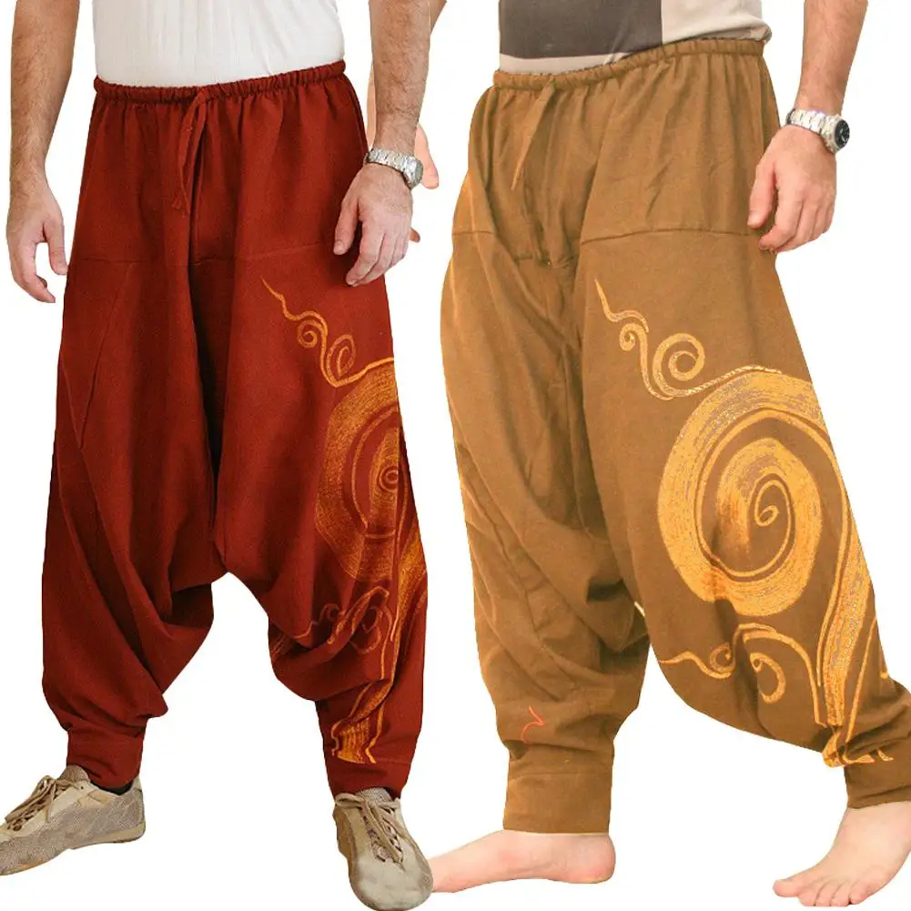2019 Noi Hip Hop Aladdin Largi Lenjerie de pat din Bumbac Pantaloni Harem de Bărbați Plus Dimensiune Pantaloni Largi Picior Nou Pantaloni Casual Cross-pantaloni