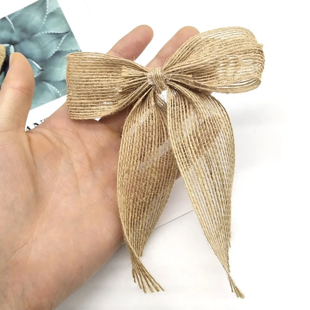 12 buc Pânză groasă de sac Arcuri Coroană de Crăciun Agățat Decor Panglica Bowknot Manual de Pânză Decorative Bowknot pentru DIY Meșteșug Buchete