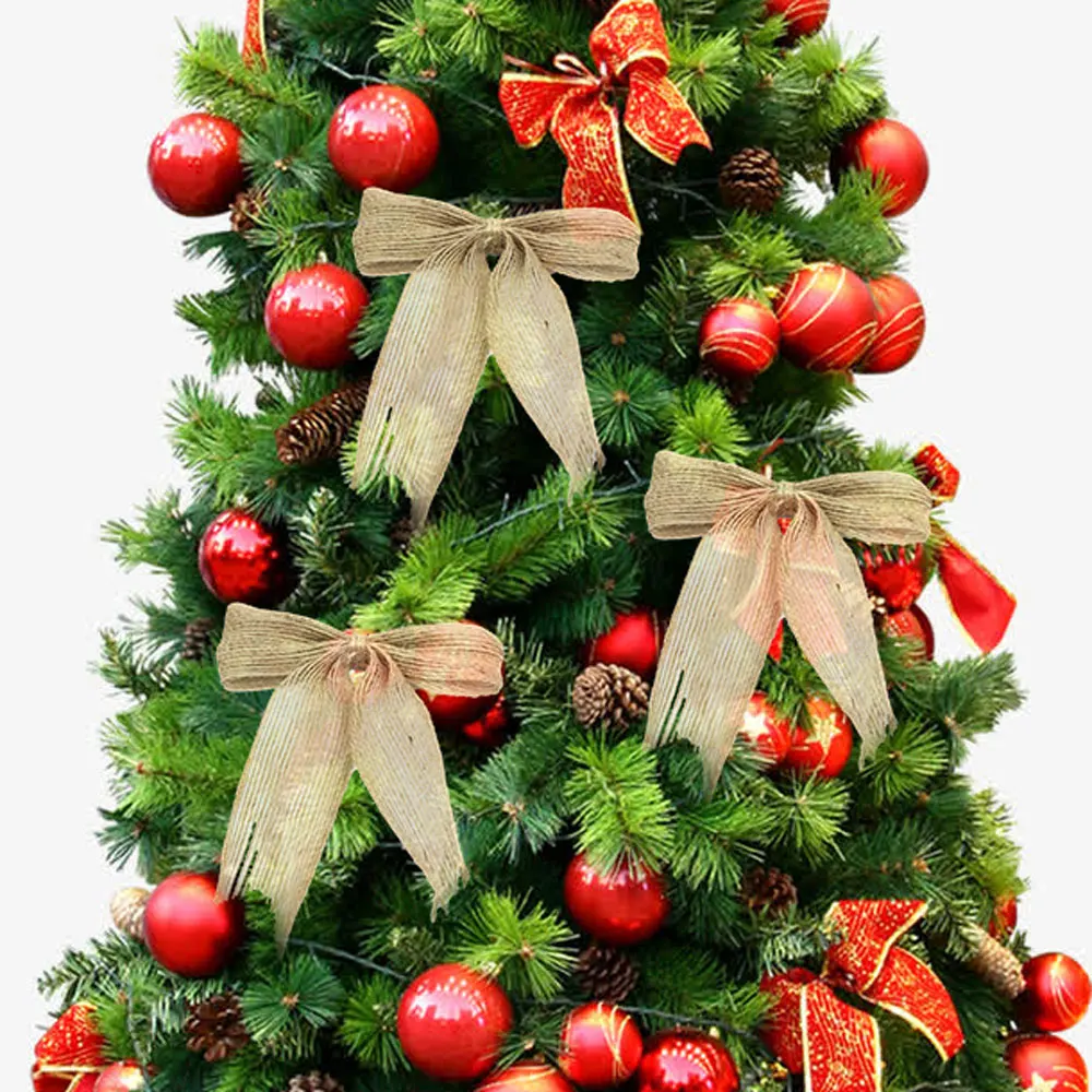 12 buc Pânză groasă de sac Arcuri Coroană de Crăciun Agățat Decor Panglica Bowknot Manual de Pânză Decorative Bowknot pentru DIY Meșteșug Buchete