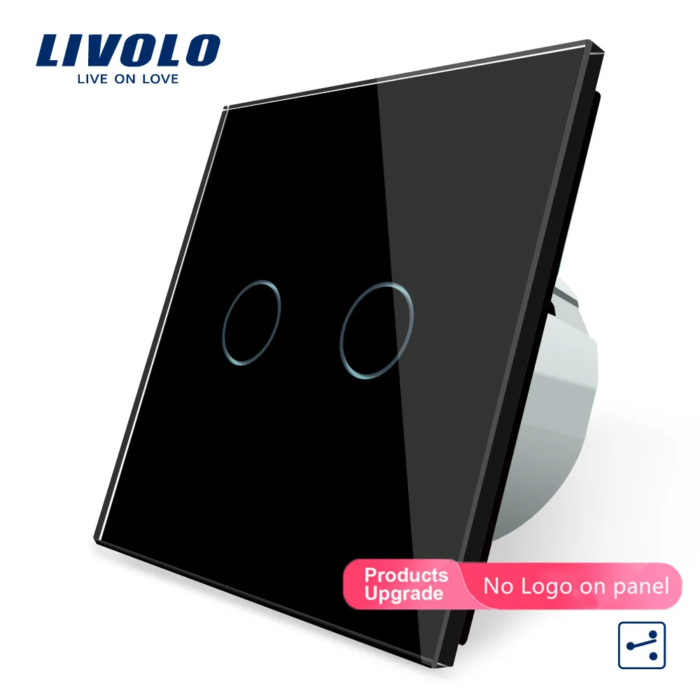 Original, Livolo Standard UE Touch Comutator, 2 Banda 2 Modul de Control, 3 Culoare Cristal Panou de Sticlă, Perete Comutator de Lumină,C702S-1/2/5