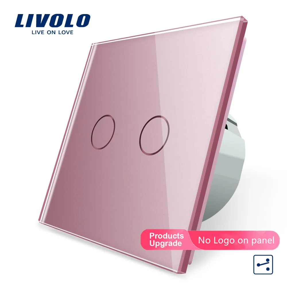 Original, Livolo Standard UE Touch Comutator, 2 Banda 2 Modul de Control, 3 Culoare Cristal Panou de Sticlă, Perete Comutator de Lumină,C702S-1/2/5