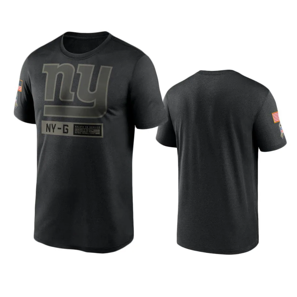 New York Bărbați Negru 2020 Giganți Salut pentru Echipa de Service Logo-ul de Performanță T-Shirt
