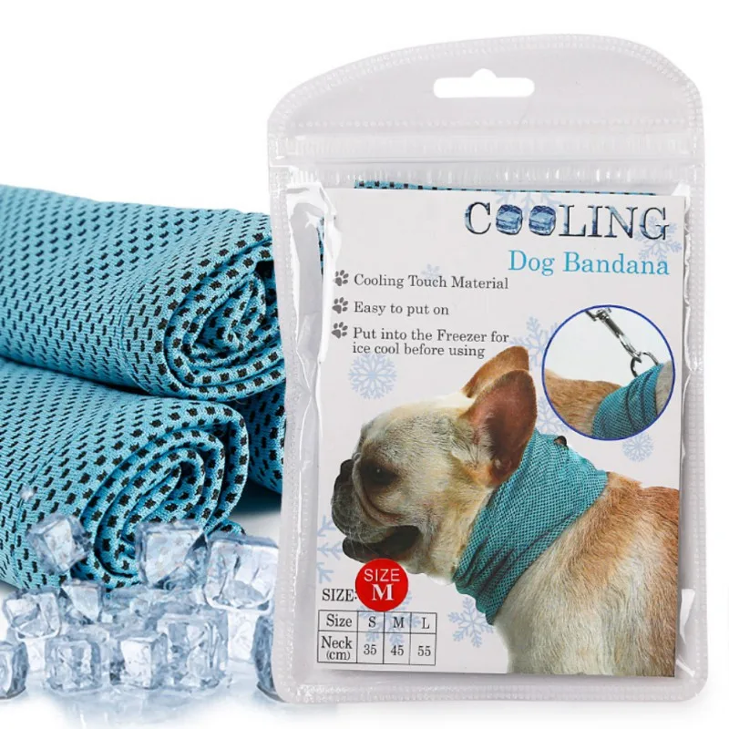 Instant Ice de Răcire Câine Eșarfă Eșarfă pentru animale de Companie câini de talie mică Bulldog Vara Poliester Insolație Răcire Gât Wrap guler de câine perro