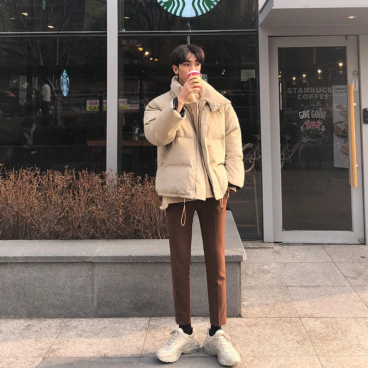 IEFB /bărbați poarte valul de iarnă de bumbac căptușit haine coreeană stil popular la modă pantaloni de catifea cord cald strat liber de sex masculin epocă 9Y3293